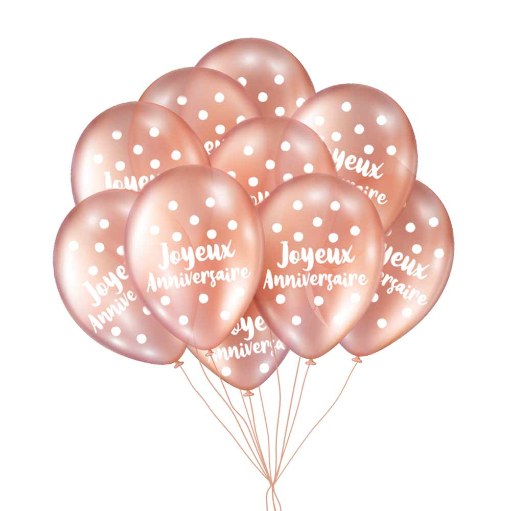 Sachet de 8 ballons anniversaire Rose Blush - L'Île Aux Cotillons